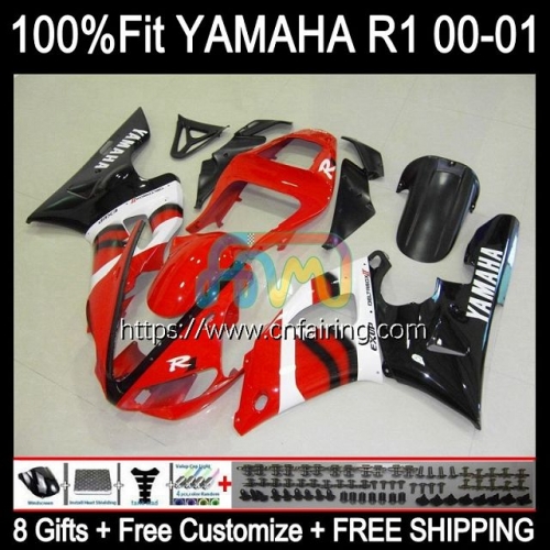 Injection Kit For YAMAHA YZF1000 Red black YZF-R1 YZF R1 1000CC 2000 2001 Bodys YZF-1000 Bodywork YZF R 1 1000 CC YZFR1 00 01 OEM Fairing 106HM.66