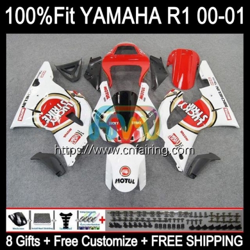 Injection Kit For YAMAHA YZF R1 Lucky Red 1000CC YZF-R1 YZF-1000 Bodywork YZF R 1 1000 CC Body YZFR1 00 01 YZF1000 2000 2001 OEM Fairings 106HM.4