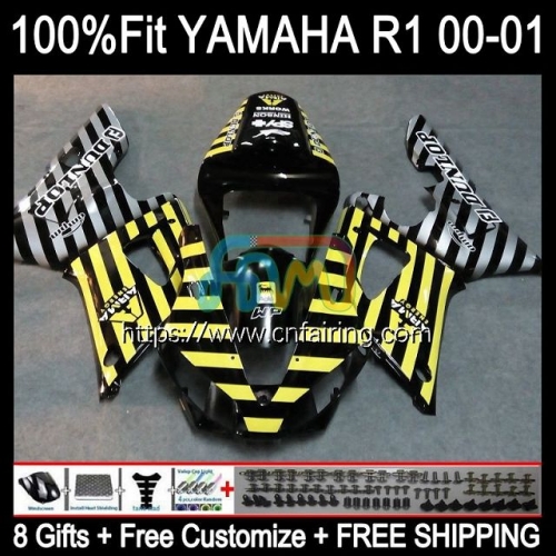 Injection Yellow black Kit For YAMAHA YZF R1 1000CC YZF-R1 YZF-1000 Bodywork YZF R 1 1000 CC Body YZFR1 00 01 YZF1000 2000 2001 OEM Fairings 106HM.40