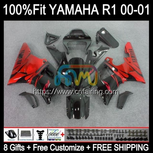 Injection Kit For YAMAHA YZF R1 1000CC YZF-R1 YZF-1000 Bodywork YZF R 1 1000 CC Body YZFR1 00 01 Red Flames YZF1000 2000 2001 OEM Fairings 106HM.29