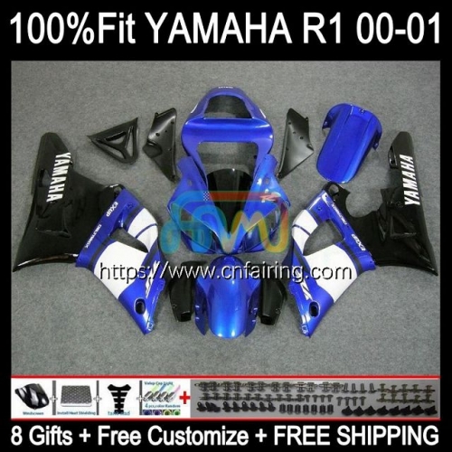 Injection Kit For YAMAHA YZF1000 YZF-R1 YZF Black blue R1 1000CC 2000 2001 Bodys YZF-1000 Bodywork YZF R 1 1000 CC YZFR1 00 01 OEM Fairing 106HM.60