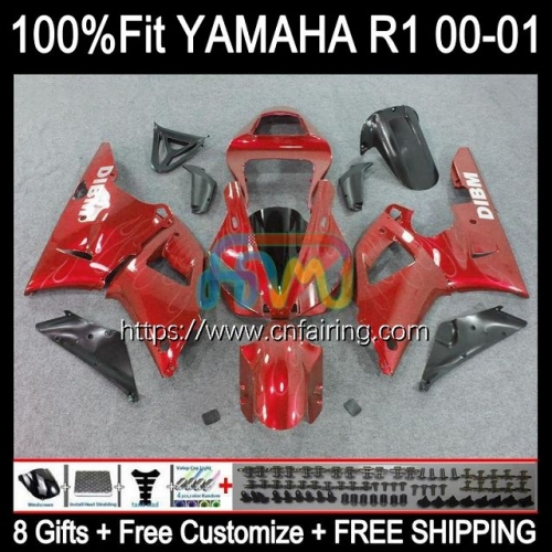 Injection Kit For YAMAHA YZF R1 1000CC YZF-R1 YZF-1000 Bodywork YZF R 1 1000 CC Metallic Red Body YZFR1 00 01 YZF1000 2000 2001 OEM Fairings 106HM.19