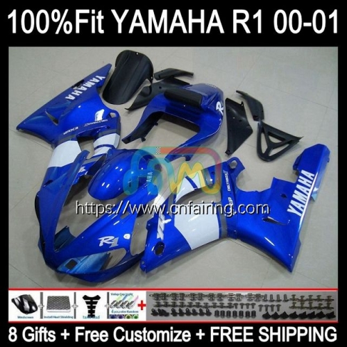 Injection Factory Blue Kit For YAMAHA YZF1000 YZF-R1 YZF R1 1000CC 2000 2001 Bodys YZF-1000 Bodywork YZF R 1 1000 CC YZFR1 00 01 OEM Fairing 106HM.62