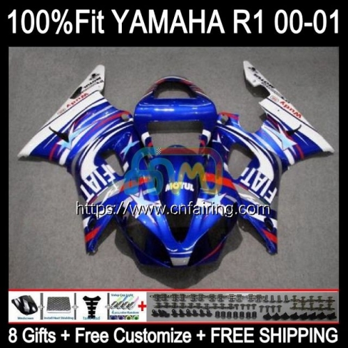 Injection Kit For YAMAHA YZF1000 YZF-R1 YZF R1 1000CC 2000 2001 Bodys YZF-1000 Bodywork YZF R 1 1000 CC YZFR1 00 01 OEM Fairing Blue FIAT 106HM.72