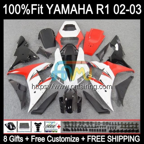 Injection Mold OEM For YAMAHA YZF-R1 YZF-1000 RED BLK WHITE YZF R 1 1000 CC YZF1000 02-03 Bodys YZFR1 02 03 YZF R1 1000CC 2002 2003 Fairings 110HM.8