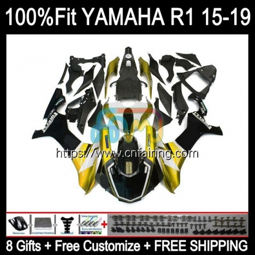 OEM Injection For YAMAHA YZF R 1 1000 C R1 Golden Black 1000CC 2015 2016 2017 2018 2019 YZF1000 YZF-R1 YZF-1000 YZFR1 15 16 17 18 19 Fairing 112HM.68