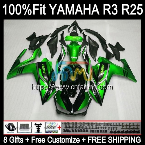 Injection Body Kit For YAMAHA YZFR3 YZF R3 R25 R 3 25 YZF-R3 YZFR25 14 15 16 17 18 YZF-R25 2014 2015 2016 2017 2018 OEM Fairing Metallic Green 113HM.0