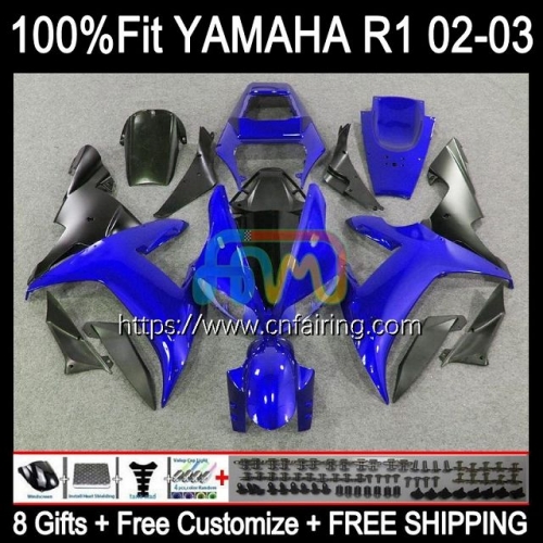 Injection Mold OEM For YAMAHA YZF-R1 YZF-1000 YZF R 1 1000 CC YZF1000 02-03 Bodys YZFR1 02 03 Glossy Blue YZF R1 1000CC 2002 2003 Fairings 110HM.3