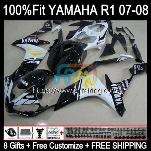 OEM Injection Mold For YAMAHA YZF-R1 YZF R1 1000CC YZF-1000 YZF1000 C 07-08 Body YZFR1 07 08 YZF R 1 1000 CC White black 2007 2008 Fairings 111HM.11