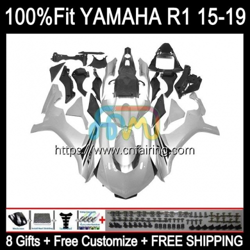 OEM Injection For YAMAHA YZF R Gloss Silver 1 1000 C R1 1000CC 2015 2016 2017 2018 2019 YZF1000 YZF-R1 YZF-1000 YZFR1 15 16 17 18 19 Fairing 112HM.76