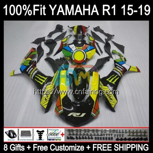 Injection For YAMAHA YZF1000 YZF-R1 YZF R New Yellow 1 1000 C R1 1000CC YZFR1 15 16 17 18 19 YZF-1000 2015 2016 2017 2018 2019 OEM Fairing 112HM.42