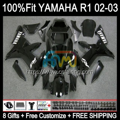 Injection Glossy Black Mold OEM For YAMAHA YZF-R1 YZF-1000 YZF R 1 1000 CC YZF1000 02-03 Bodys YZFR1 02 03 YZF R1 1000CC 2002 2003 Fairings 110HM.1