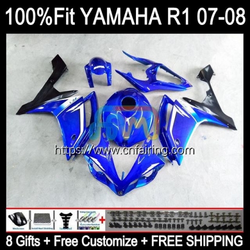 Injection Mold OEM For YAMAHA YZF R1 1000CC YZF-1000 2007 2008 Black blue YZF1000 C 07-08 Bodys YZF-R1 YZF R 1 1000 CC YZFR1 07 08 Fairing 111HM.72