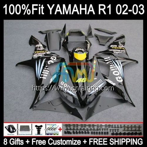 Injection Mold For YAMAHA YZF-1000 YZF R 1 1000 CC YZF-R1 2002 2003 YZF1000 C 02-03 Body YZF R1 1000CC YZFR1 02 03 OEM Fairing 110HM.47 Black GO!!!