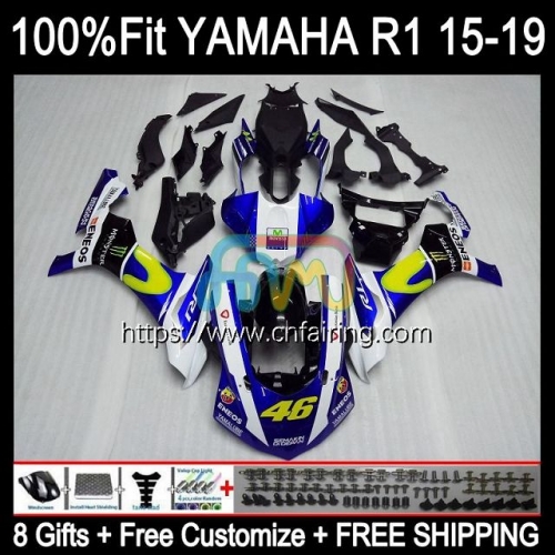 Injection For YAMAHA YZF1000 YZF-R1 YZF R 1 1000 C R1 1000CC YZFR1 15 16 17 18 19 YZF-1000 2015 2016 2017 2018 2019 OEM Fairing Movistar Blue 112HM.0