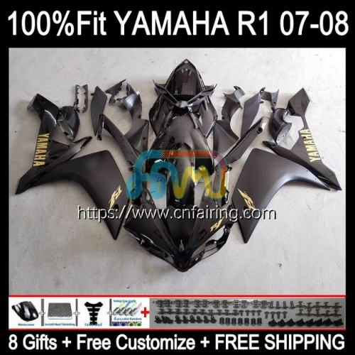 Injection Mold OEM For YAMAHA YZF R1 1000CC YZF-1000 2007 2008 YZF1000 C 07-08 Bodys YZF-R1 YZF R 1 1000 CC YZFR1 Stock Black 07 08 Fairing 111HM.58