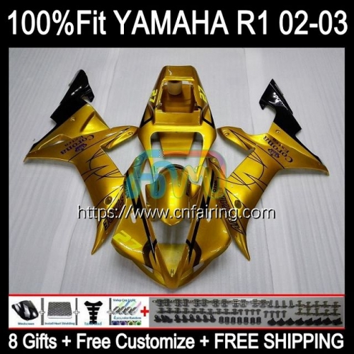 Injection Mold OEM For YAMAHA YZF-R1 YZF-1000 YZF Gold CORONA R 1 1000 CC YZF1000 02-03 Bodys YZFR1 02 03 YZF R1 1000CC 2002 2003 Fairings 110HM.42