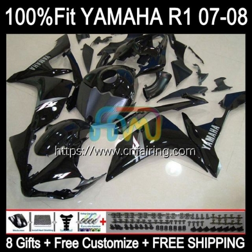 OEM Injection Mold For YAMAHA YZF-R1 YZF R1 1000CC YZF-1000 YZF1000 C 07-08 Body YZFR1 07 08 YZF R 1 Gloss Black 1000 CC 2007 2008 Fairings 111HM.29