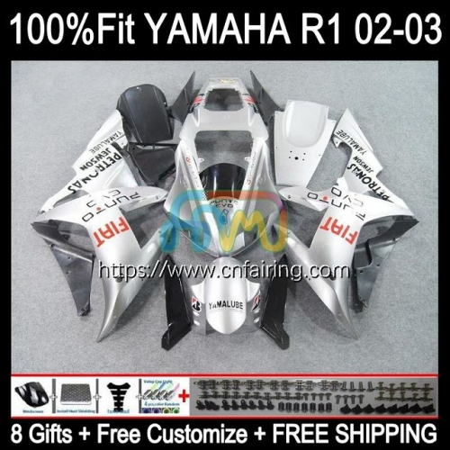 Injection Mold For YAMAHA YZF-1000 Silver FIAT YZF R 1 1000 CC YZF-R1 2002 2003 YZF1000 C 02-03 Body YZF R1 1000CC YZFR1 02 03 OEM Fairing 110HM.48