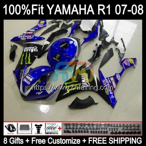 OEM Injection Mold For YAMAHA YZF-R1 YZF R1 1000CC YZF-1000 YZF1000 C 07-08 Body YZFR1 07 08 YZF Black blue R 1 1000 CC 2007 2008 Fairings 111HM.7