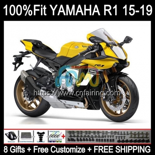 Injection For YAMAHA YZF1000 YZF-R1 YZF R 1 1000 C R1 1000CC YZFR1 15 16 17 18 19 YZF-1000 Yellow Black 2015 2016 2017 2018 2019 OEM Fairing 112HM.19