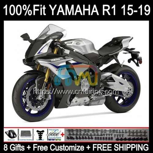 OEM Injection For YAMAHA YZF R 1 1000 C R1 1000CC 2015 2016 2017 2018 2019 YZF1000 YZF-R1 YZF-1000 YZFR1 15 16 17 18 19 Fairing Silver Black 112HM.58