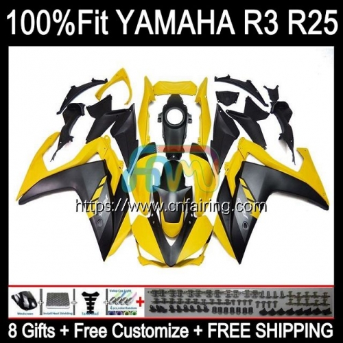 Injection Body Kit For YAMAHA YZFR3 YZF R3 R25 R 3 25 YZF-R3 YZFR25 14 15 16 17 18 Yellow Black YZF-R25 2014 2015 2016 2017 2018 OEM Fairing 113HM.2