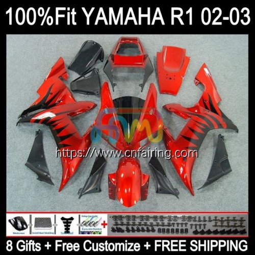 Injection Mold OEM For YAMAHA YZF-R1 YZF-1000 YZF R 1 1000 CC YZF1000 02-03 Bodys YZFR1 02 03 YZF Metallic Red R1 1000CC 2002 2003 Fairings 110HM.5