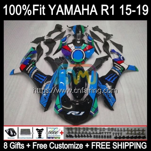 OEM Injection For YAMAHA YZF R 1 1000 C R1 1000CC Black blue 2015 2016 2017 2018 2019 YZF1000 YZF-R1 YZF-1000 YZFR1 15 16 17 18 19 Fairing 112HM.79