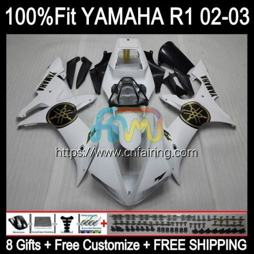 Injection Mold OEM For YAMAHA YZF-R1 YZF-1000 YZF R Gloss White 1 1000 CC YZF1000 02-03 Bodys YZFR1 02 03 YZF R1 1000CC 2002 2003 Fairings 110HM.41