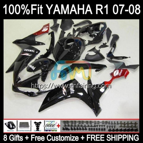 OEM Injection Mold For YAMAHA YZF-R1 YZF R1 1000CC YZF-1000 Gloss black YZF1000 C 07-08 Body YZFR1 07 08 YZF R 1 1000 CC 2007 2008 Fairings 111HM.10