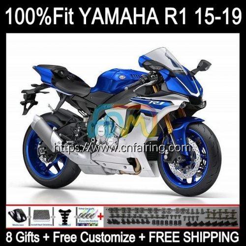 OEM Injection For YAMAHA YZF R 1 1000 C R1 1000CC 2015 2016 2017 2018 2019 YZF1000 YZF-R1 YZF-1000 YZFR1 White blue 15 16 17 18 19 Fairing 112HM.56