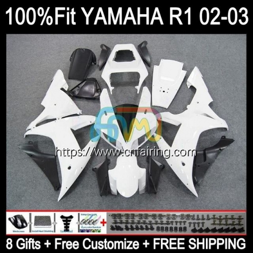 Injection Mold OEM For YAMAHA YZF-R1 YZF-1000 YZF R 1 1000 CC YZF1000 02-03 Bodys WHITE BLACK YZFR1 02 03 YZF R1 1000CC 2002 2003 Fairings 110HM.4