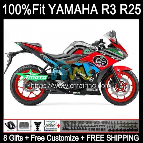 Injection OEM Body For YAMAHA YZF-R25 YZF R3 R25 R 3 25 2014 2015 2016 2017 2018 YZF-R3 Red cyan blk YZFR25 YZFR3 14 15 16 17 18 Fairing Kit 113HM.66