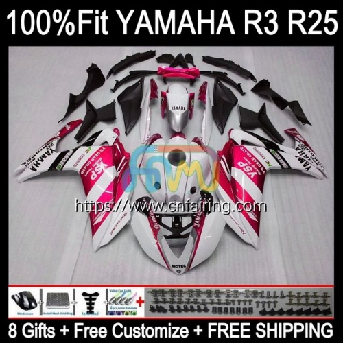 Injection OEM Body For YAMAHA White pink YZF-R25 YZF R3 R25 R 3 25 2014 2015 2016 2017 2018 YZF-R3 YZFR25 YZFR3 14 15 16 17 18 Fairing Kit 113HM.88