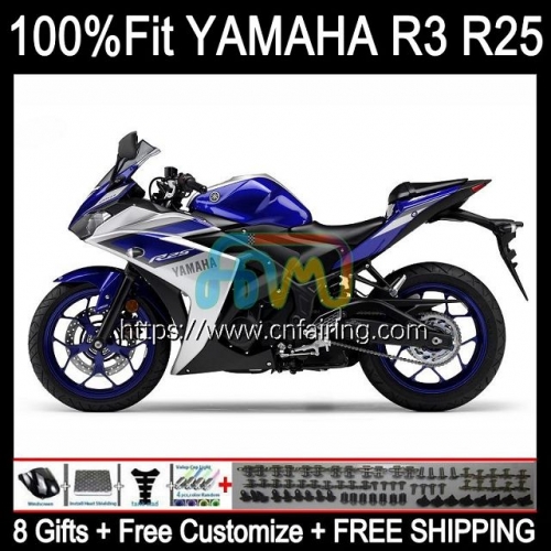 Injection Body Kit For YAMAHA YZFR3 YZF R3 R25 R 3 25 YZF-R3 YZFR25 White blue 14 15 16 17 18 YZF-R25 2014 2015 2016 2017 2018 OEM Fairing 113HM.15