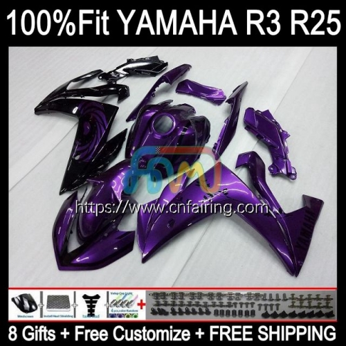 Injection Purple black Body Kit For YAMAHA YZFR3 YZF R3 R25 R 3 25 YZF-R3 YZFR25 14 15 16 17 18 YZF-R25 2014 2015 2016 2017 2018 OEM Fairing 113HM.46