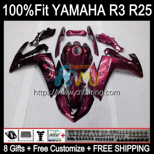 Injection OEM Body For YAMAHA YZF-R25 YZF R3 R25 R 3 25 2014 2015 2016 2017 Wine red 2018 YZF-R3 YZFR25 YZFR3 14 15 16 17 18 Fairing Kit 113HM.100