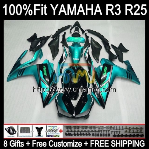 Injection OEM Body For YAMAHA YZF-R25 YZF R3 R25 R 3 25 2014 2015 2016 2017 2018 YZF-R3 YZFR25 YZFR3 14 15 16 17 18 Fairing Cyan Black Kit 113HM.77