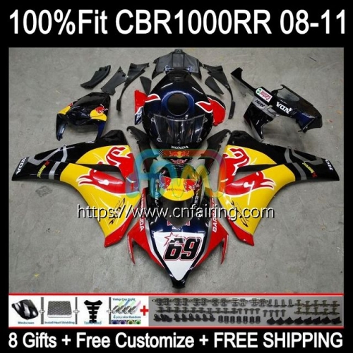 Injection OEM For HONDA CBR1000 CBR 1000RR 1000CC 1000 RR CC Body CBR1000RR 08 09 10 11 CBR1000-RR 2008 2009 2010 2011 Fairings Red Bull 121HM.0