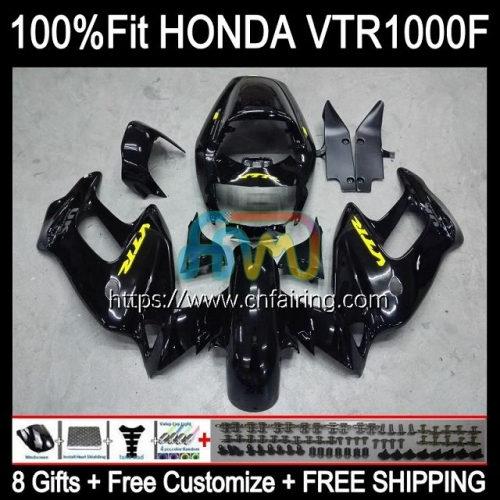 Body For HONDA SuperHawk VTR1000F VTR1000 F 1997 1998 1999 2000 2001 2005 VTR-1000F VTR 1000 F 1000F 97 02 03 04 05 Fairing ALL Black Kit 122HM.69