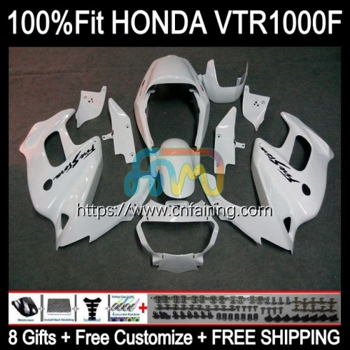 Bodys Kit For HONDA VTR1000F SuperHawk VTR1000 F VTR-1000F 97 98 99 00 01 05 VTR 1000 F 1000F 1997 2002 2003 2004 2005 Fairings Glossy White 122HM.56