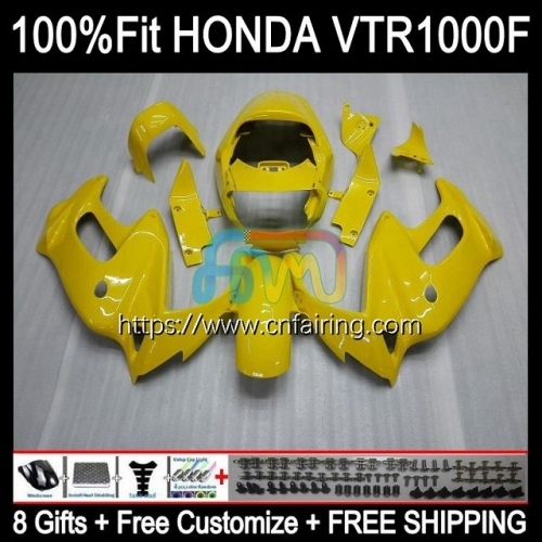 Bodys Kit For HONDA VTR1000F SuperHawk VTR1000 Light Yellow F VTR-1000F 97 98 99 00 01 05 VTR 1000 F 1000F 1997 2002 2003 2004 2005 Fairings 122HM.60