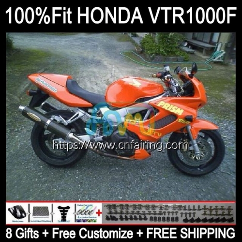 Body For HONDA SuperHawk VTR1000F VTR1000 F 1997 1998 1999 2000 2001 2005 VTR-1000F VTR 1000 Hot Orange F 1000F 97 02 03 04 05 Fairing Kit 122HM.70