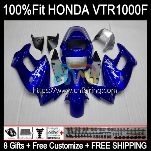 Bodys Kit For HONDA VTR1000F SuperHawk VTR1000 F VTR-1000F 97 98 99 00 01 05 Metal Blue VTR 1000 F 1000F 1997 2002 2003 2004 2005 Fairings 122HM.67