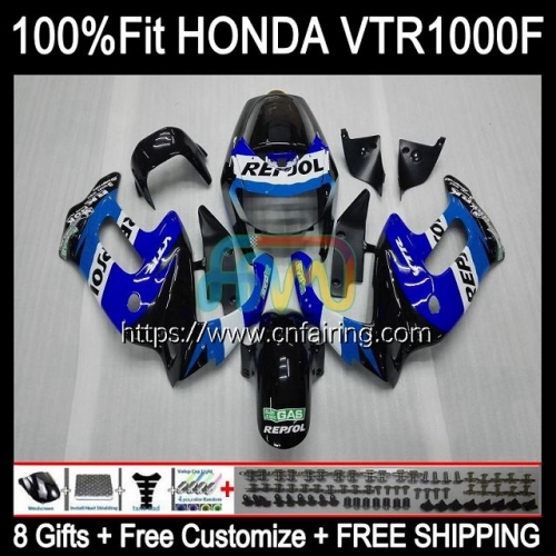 Bodys Kit For HONDA VTR1000F SuperHawk VTR1000 F Blue Repsol VTR-1000F 97 98 99 00 01 05 VTR 1000 F 1000F 1997 2002 2003 2004 2005 Fairings 122HM.58