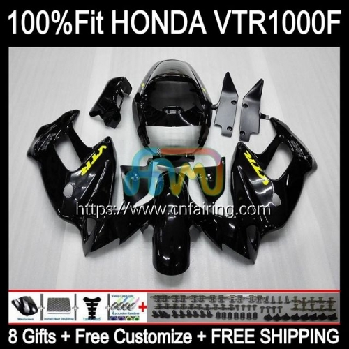 Bodys Kit For HONDA VTR1000F SuperHawk VTR1000 F VTR-1000F 97 98 99 00 01 05 VTR 1000 F 1000F 1997 2002 2003 2004 2005 Glossy Black Fairings 122HM.62