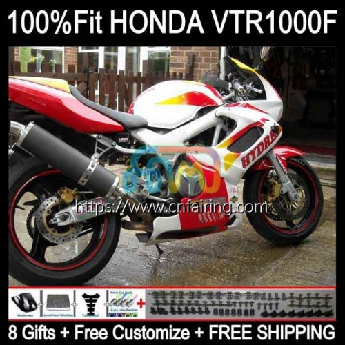 Bodys Kit For HONDA VTR1000F SuperHawk VTR1000 White red F VTR-1000F 97 98 99 00 01 05 VTR 1000 F 1000F 1997 2002 2003 2004 2005 Fairings 122HM.45