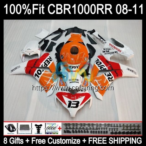 Injection For HONDA CBR-1000 CBR1000 CBR 1000 RR CC 2008 2009 2010 2011 Kit CBR 1000RR Hot Orange 1000CC CBR1000RR 08 09 10 11 OEM Fairing 121HM.127