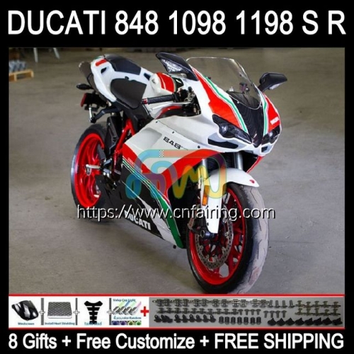 Injection For DUCATI Red blk white 848R 1098R 1198R 848 1098 1198 S R 848S 1098S 07 08 09 10 11 12 1198S 2007 2008 2009 2010 2011 2012 Fairing 123HM.1